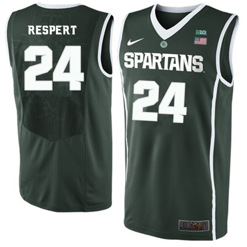 Men #24 Shawn Respert Michigan State Spartans College Basketball Jerseys-Green